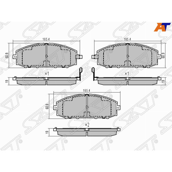 Колодки тормозные перед NISSAN PATROL Y61 97-10 SAT