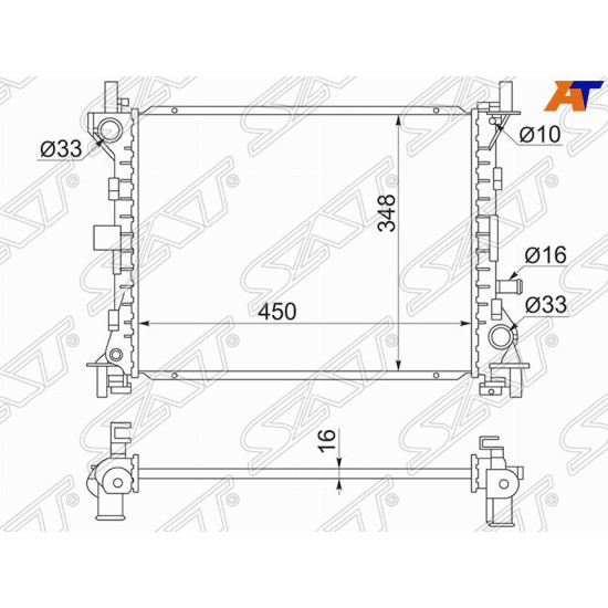 Радиатор FORD FOCUS 1.4/1.6 98-04 SAT