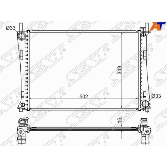 Радиатор FORD FUSION/FIESTA 1.25/1.4/1.6 01-08/MAZDA 2 1.3/1.4/1.6 02- SAT