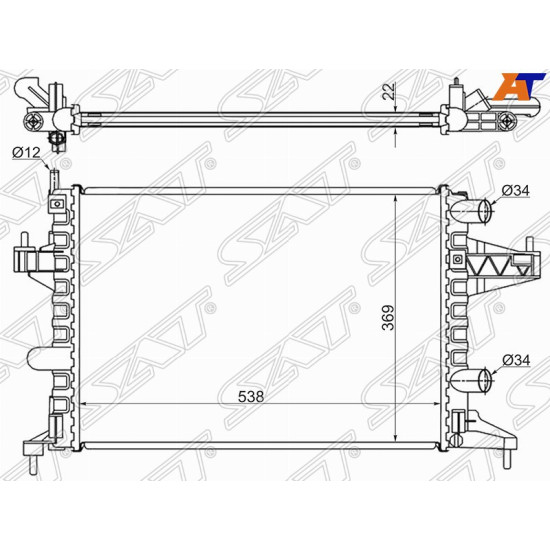 Радиатор OPEL CORSA C 1.0/1.2/1.4 MT 00-07/OPEL COMBO 1.2/1.4 00- SAT