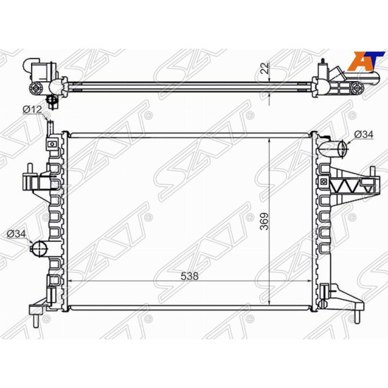 Радиатор OPEL CORSA C 1.4/1.6/1.7D/1.8 00-07/OPEL COMBO 1.4/1.6 00- SAT